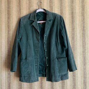 Stan Herman Women Blazer Leather Size M Green Business Casual Fashion